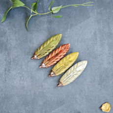 도자기 수저받침 나뭇잎 수저받침대 젓가락 받침대 4p, 4개, 3.옐로우