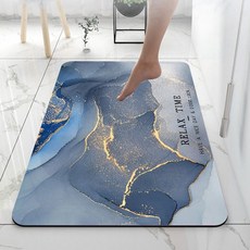 대리석 패턴 규조토 발매트, 블루
