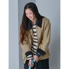 매장정품 8SECONDS 에잇세컨즈 가먼트워싱 배색 카라 점퍼 베이지 165239AY1A 1129663