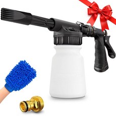 ARTIPOLY 세차 폼 건 + 극세사 워시 장갑 - 자동차 폼 스프레이 - 호스용 폼 캐논 - 스프레이 폼 건 클리너 - 자동차 보트 RV 폼 캐논용 스노우 폼 블래스터