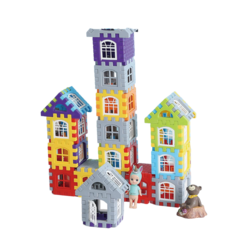 彩窗房子積木 台灣現貨 兒童玩具 蓋房子積木 拼圖 疊疊樂 桌遊, 1個, 160片彩窗積木【袋裝】