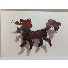 皮影 麒麟 牛皮 雕刻 手工上色 仿古色, 如圖所示, 1個