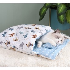 수면 이동식 집 고양이 쿠션 베개 강아지 침낭 따뜻한 강아지블랭킷 둥지 침대, 6.Blue1 - M 55x40cm * 1개, 1개