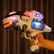 男孩電動衝鋒槍霸王龍聲光振動槍恐龍爪子擺動燈光影像兒童玩具槍, 1個, 8669 3D霸王龍振動槍【電商盒】:【標配版】無電池