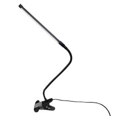 夾式LED護眼檯燈，USB供電，三種色溫，十段亮度，360度旋轉軟管，床頭燈/閱讀燈/書桌燈, 黑色