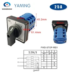 모터 반전 스위치 LW26 5.5N/3 20A/25A/32A 캠 690V 3 극 엔진 선택기 FWD 및 REV, 03 25A