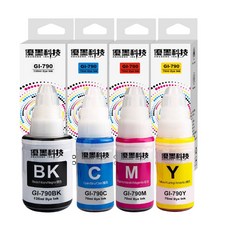 優墨科技台灣副廠品牌CANON GI-790 G1010 G2010 G3010 G4010 G2002 G3000 適用 染料墨水, 1個, 四色一組