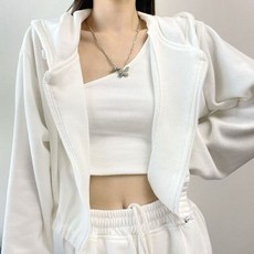 Deeptown-빈티지 하라주쿠 크롭트 스웨트셔츠 여성용 오버사이즈 지퍼 짧은 후드 긴 소매 한국 스트리트웨어 캐주얼 크롭탑