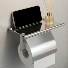딜라이즈 스텐 선반 휴지걸이 (덮개형), 실버, 1개