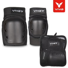 비바 보호대 2종세트+파우치수납가방 자전거 인라인 스케이트보드 킥보드, 1개, 블랙