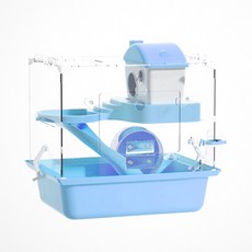 星星小舖 台灣現貨 水晶透明鼠籠 寵物籠 倉鼠籠 透明倉鼠籠 黃金鼠籠 壓克力倉鼠籠子 倉鼠窩 鼠籠 基礎籠, 1個, 冰雪藍 (大) 28*21*30cm