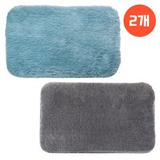 루보르 1+1 빨아쓰는 미끄럼방지 푹신한 욕실 발매트, 그레이+블루, 도톰 버전 (3cm)