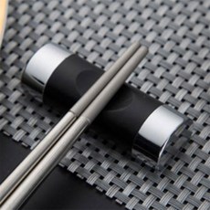 쏘쏘 블랙 투톤 수저 받침대 숟가락, 실버