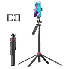 Qiaokao 알루미늄 합금 듀얼 조명형 셀카봉 사각 삼각대 1.8m 29.5cm, 1개, 블랙, P185