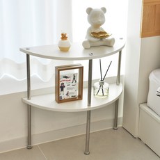 리빙위즈 인테리어 루나 화이트 반달형 거실 2단 선반 콘솔