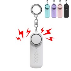 베키노우 휴대용 LED 조명 130dB 호신용 경보기, 1개, 화이트