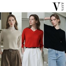 브이컷 26SS 여성 가먼트다잉 7부 니트 3종 471576
