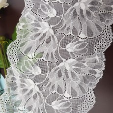 dklace 스판레이스모음 / 레이스 8-73291 폭 17cm 자가드, 1개, 화이트
