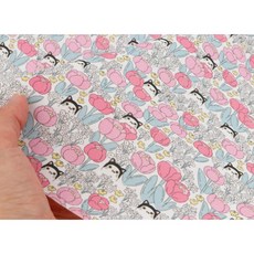 [한국 원단] 튤립 고양이 / 차밍 베베 키티 / 튤립 고양이 / 친환경 OEKO-TEX 인증 항균항염 원단 / 20수, Pink, 1개