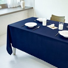 캐프마켓 구김방지 호텔 테이블보 식탁보, 1개, 8인(260 x 180 cm), 네이비