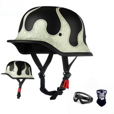 오토바이 독일군 하프 헬멧 레트로 반모 여름 하이바 할리 독일 클래식 스타일, 매트 블랙앤그레이