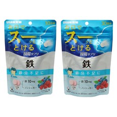 UHA 味覺糖 瞬間補充劑 鐵 10mg 錠 混合莓果味 60g, 2個, 60錠
