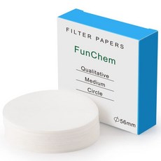 정성여과지 분석용 필터 펀켐 정성 여과지 원형 지름 74mm 셀룰로오스 실험실 20 마이크론 입자 보유 중속 여과 속도 100개 묶음, 56 mm, 1개