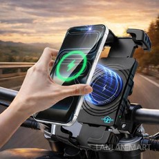 오토바이 핸드폰 거치대 진동방지 자전거 휴대폰 바이크 그립 무선 충전 배달, 블랙-A모델 기본