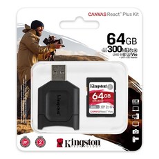 金士頓 Kingston CANVAS React 300M SDXC 記憶卡 (含讀卡機) 64G/128G, 1個, 64G