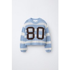 ZARA 자라 스트라이프 넘버 니트 스웨터 - 파스텔 블루 YWJ743 LDN643