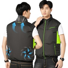 RYNOVEX 에어컨 선풍기 조끼 오토바이 배달 라이더 여름 에어 쿨링 바람 5V 3단 조절, 블랙 블랙
