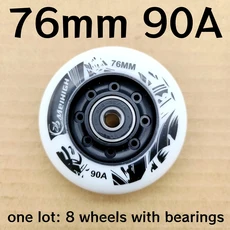 인라인 스케이트 휠 스케이트 휠 블랙 화이트 PU 휠 85A 90A 72mm 76mm 80mm 휠 두께 24mm 8 휠/로트, 05 76mm 90A