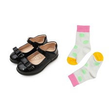 Bimbo Bimba 女童基本款瑪莉珍鞋+馬卡龍拼色長襪組