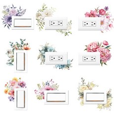 Wall Art 開關貼 無痕防水壁貼，多款花草浪漫夢幻DIY創意美化貼紙，台中門市現貨, 03,滿百元出貨, 款式03