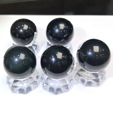 『亮晶晶』天然彩虹黑曜球 33 35mm附球座 都帶彩虹光＊附底座 防小人, 彩虹