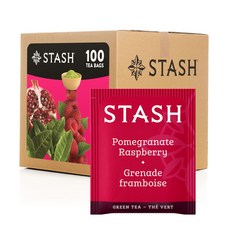 스태쉬 티 석류 라즈베리 그린 티 100개 티백 상자 Stash Tea Pomegranate Raspberry Green Tea Box of 100 Tea Bags, 1개