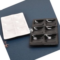 유광 흑스톤 백스톤 직사각 육절판 멜라민사각접시 식당용접시 멜라민그릇, 직사각6절 백스톤 DS-6974