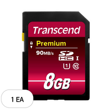 트랜센드 Premium UHS-I SD카드 TS8GSDU1, 8GB, 1개