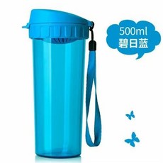 水杯 500ml 大容量 便攜 密封 學生 運動 簡約設計 茶水杯 戶外 防漏 環保材質+500ml碧日藍+500ml, 1個, 1L, 500ml碧日藍:500ml