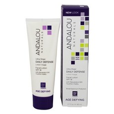 Andalou Naturals 데일리 디펜스 SPF 18 노화 방지 페이셜 로션 - 79.8ml (2.7액량 온스), 80ml, 1