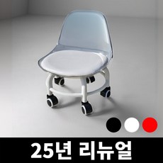 하우스토피아 앉은뱅이 소음방지 5바퀴 회전 요추 등받이 의자, 1개, 투명