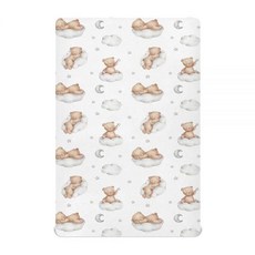 KICPOAY 아기 침대 매트리스 커버 구름이 있는 화이트 베어 신축성 있는 휴대용 플레이야드 시트 아기 유아용 통기성이 좋고 부드러운 미니 아기 침대 매트리스 99.1, 멀티컬러, 1