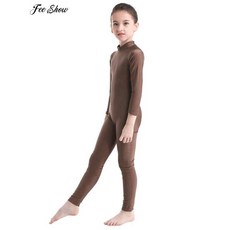 어린이 소녀 발레 댄스 바디수트 긴팔 지퍼 전신 체조 레오타드 점프수트 유니타드 댄스웨어 201817