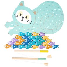 兒童磁性釣魚拼圖遊戲 認知字母數字 益智玩具, 小貓釣魚遊戲【0.4kg】, 1個
