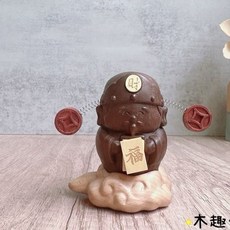 木製財神爺音樂盒擺件, N/A
