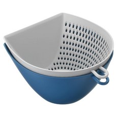 AKEBONO 曙產業 可瀝水調理盆 藍色, 1組, 瀝水碗 + 碗