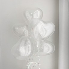 파티아일랜드 30cm 하트 풍선 5P 클리어 파티용품 브라이덜샤워 10인치, 30cm 하트 풍선 4+1 클리어, 1세트