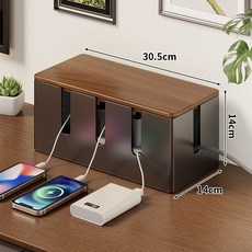 插排插座收納盒 多孔防塵理線架 桌面資料線整理器, 黑色, 1套