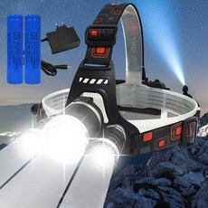ROBUST 초고광량루멘 파워 충전식 3구 LED 헤드랜턴 배터리 충전기포함 캡라이트 모자후레쉬 야간 작업등 랜턴 안전모 등산 캠핑 낚시 해루질 써치, 1세트, 혼합색상