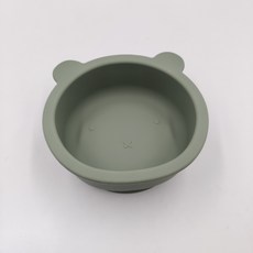 嬰兒防摔碗硅膠吸盤碗兒童小熊輔食碗食品級寶寶吃飯餐具吸盤式, 1個, HBK4橄欖綠:如圖所示